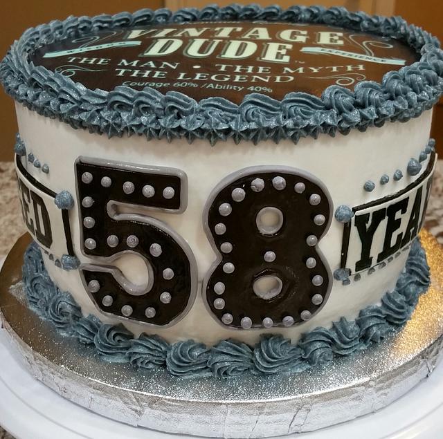 Popular "Vintage Dude" themed birthday cake