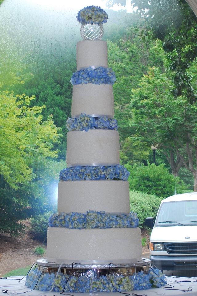 Tall sanding sugar wedding cake Decorated Cake by CakesDecor