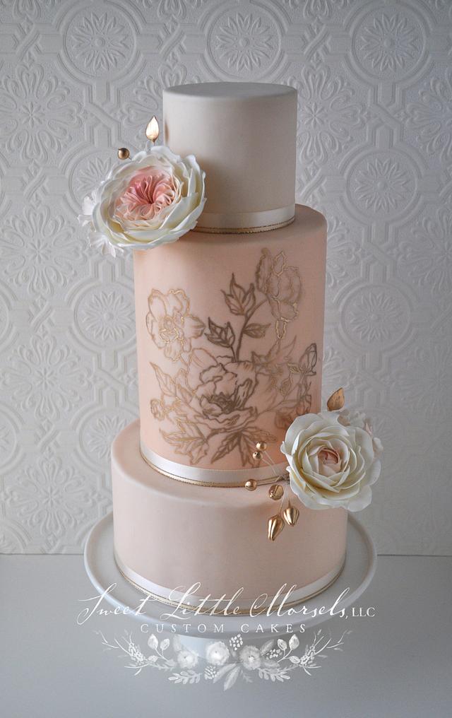 Blush Pink and Gold Wedding Cake