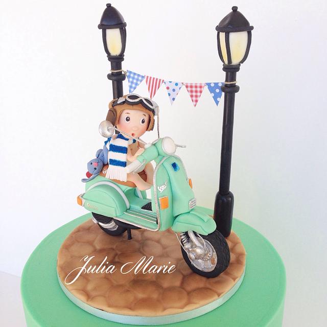 Vespa Christening Cake - Cake by Julia Marie Cakes - CakesDecor