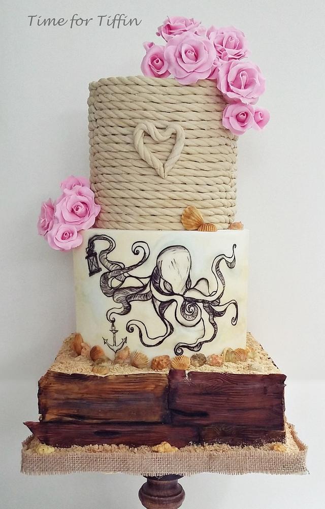 Nautical Wedding Cake Cake By Time For Tiffin Cakesdecor 1168