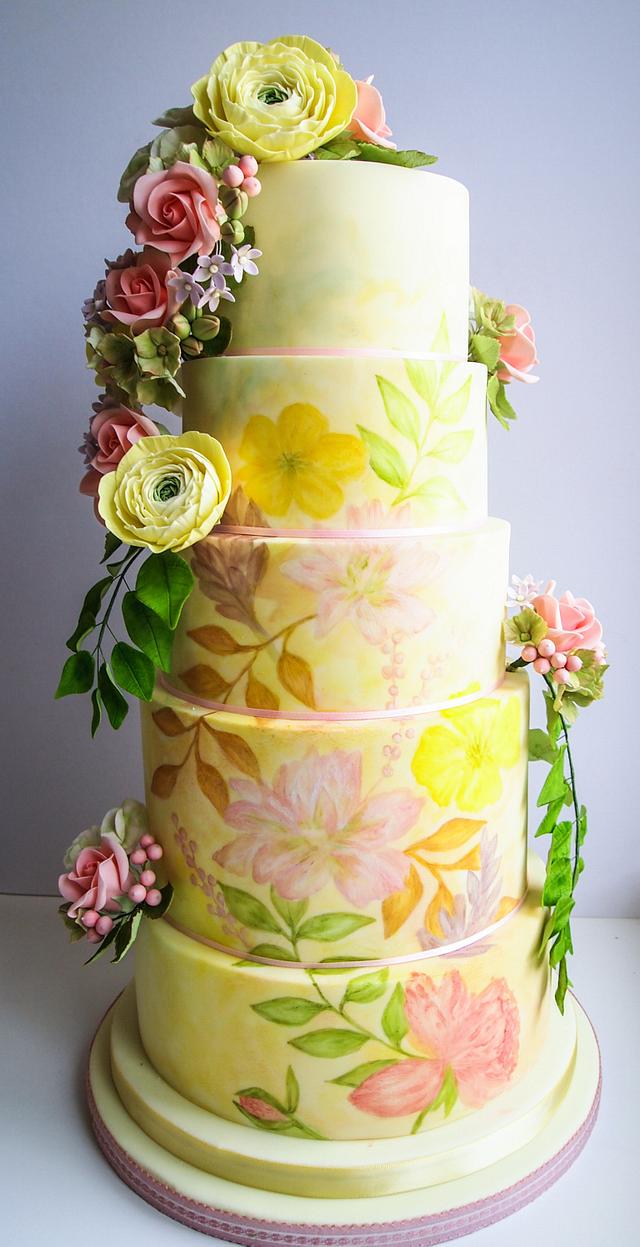 A summers garden wedding cake - Decorated Cake by Alpa - CakesDecor