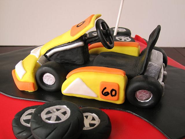 60th birthday hockey/go-kart cake