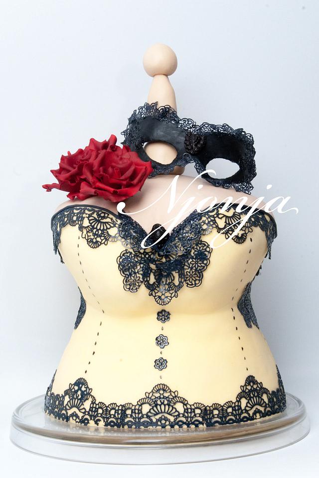 Black Lace Corset Cake Decorated Cake By Njonja Cakesdecor 0290