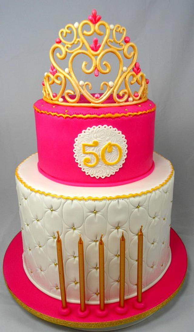 Tiara 50th Birthday Cake Cake by LisaJane Fudge