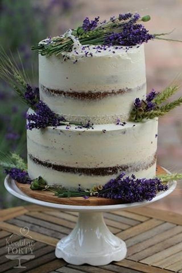 naked cake with lavenders : - Decorated Cake by Lucya - CakesDecor