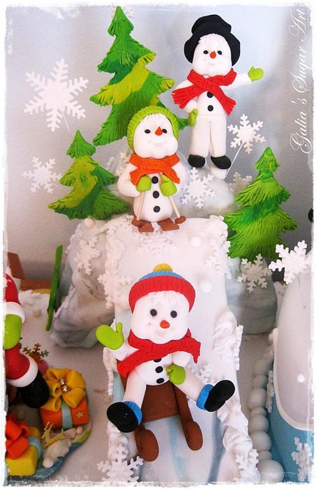 Christmas Cake with Snow men