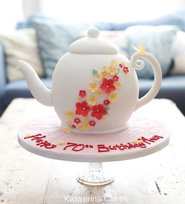 Tea Pot Birthday Cake Decorated Cake by Kasserina Cakes CakesDecor