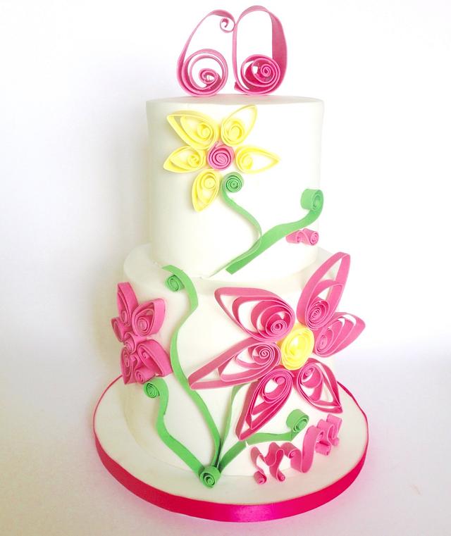 Quilled Icing Cake Decorated Cake by Claire Lawrence CakesDecor