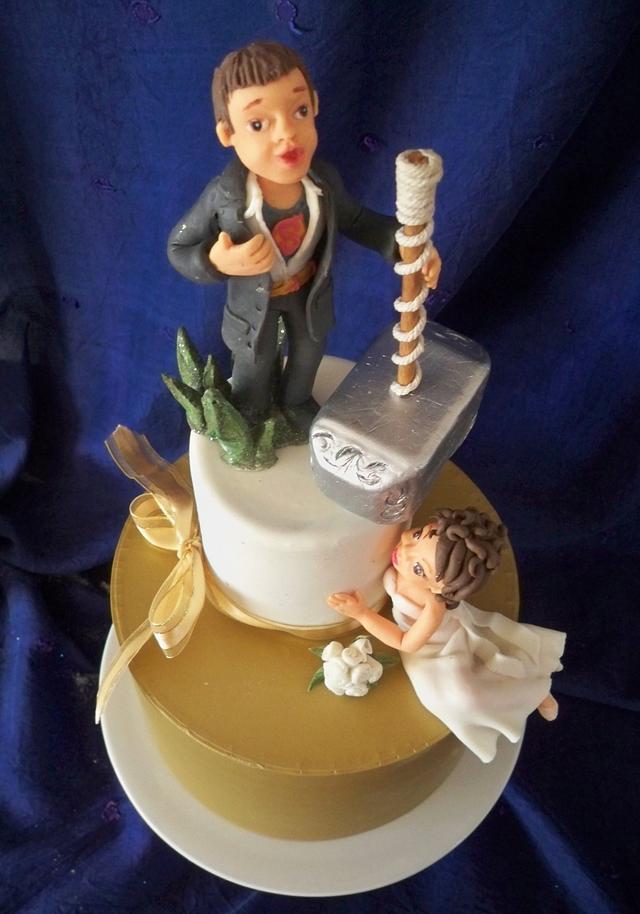 superman wedding cake topper cake by elisabethscakes