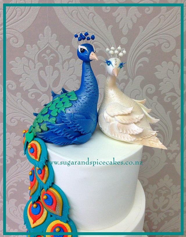 Peacock Wedding Cake With Cupcakes Decorated Cake By Cakesdecor