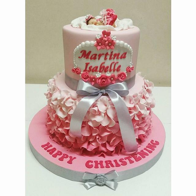 Pink and Gray Decorated Cake by MyTeaCakes CakesDecor