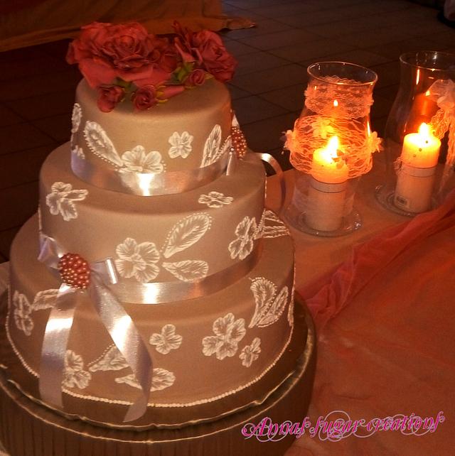 Wedding cake embossing technique. Decorated Cake by CakesDecor