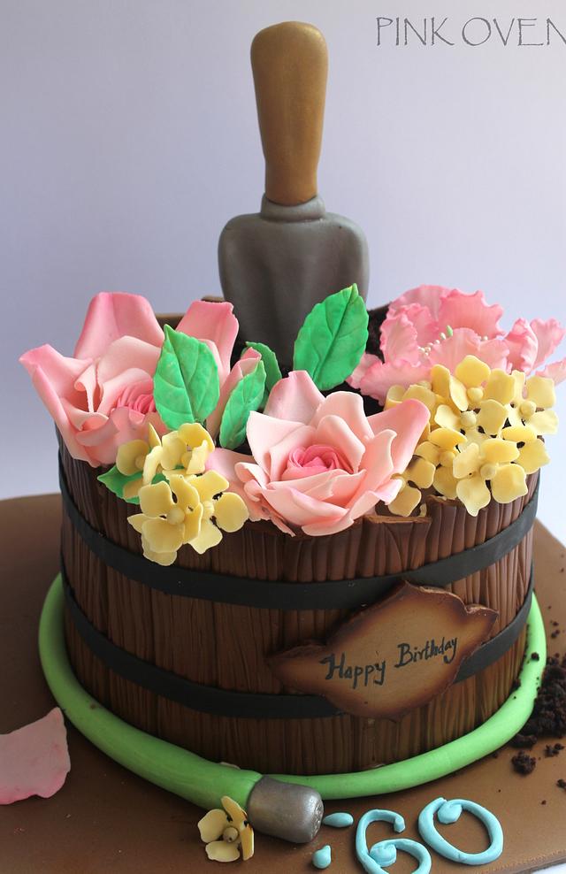 Flower pot  birthday cake  cake  by Niveditha CakesDecor