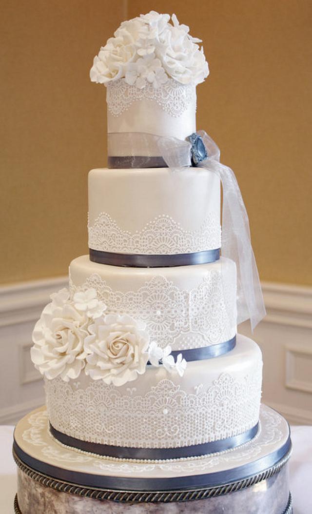 Chantilly lace wedding cake