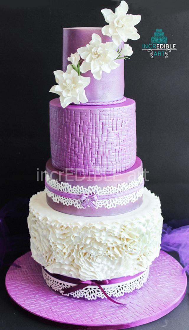 &quot;Wrapped Amethyst&quot; Wedding Cake Cake by Rumana Jaseel