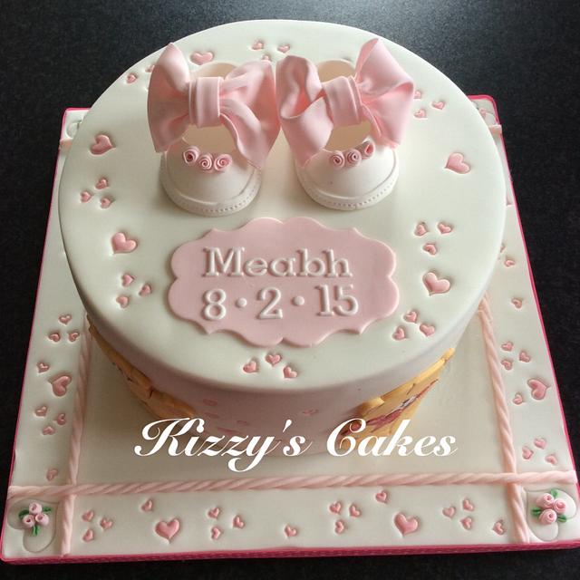 Teddies And Bootees Christening Cake - Decorated Cake By - Cakesdecor