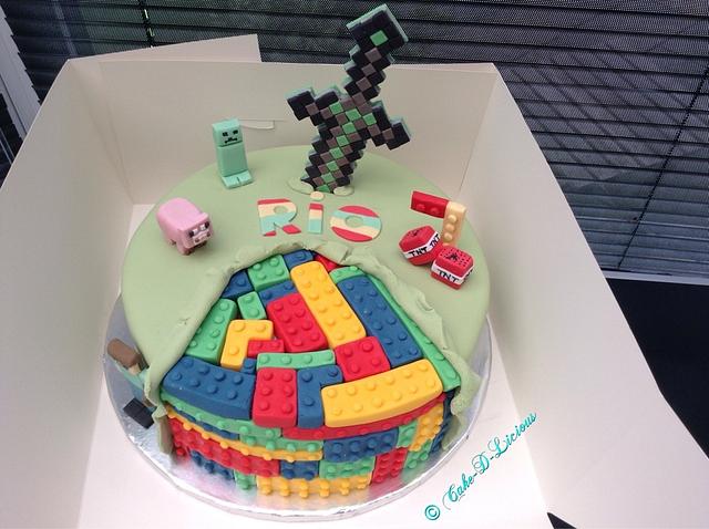 lego minecraft cake