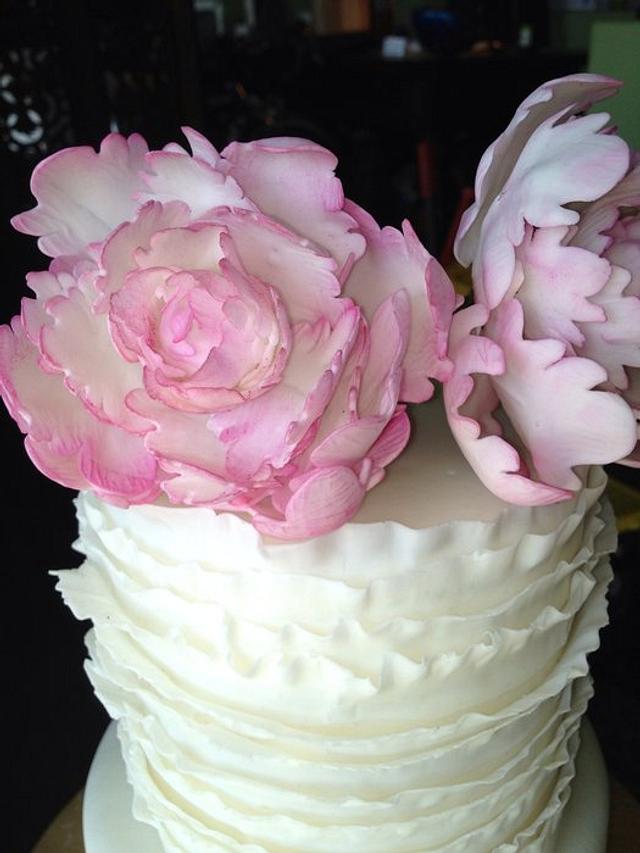 Pale Pink Peony And Ruffles Cake - Decorated Cake By The - CakesDecor