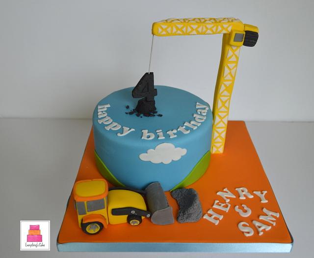 Crane and digger Decorated Cake by Everything's Cake CakesDecor