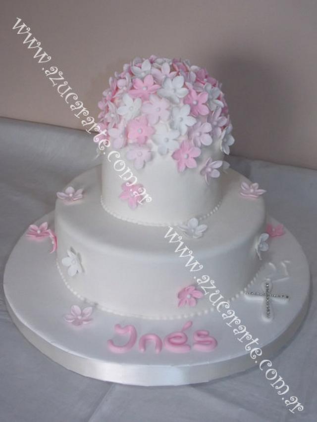 Flowers White and Pink - Decorated Cake by azucararte - CakesDecor