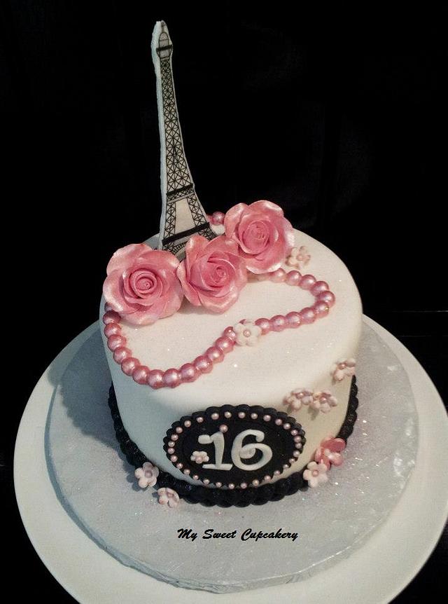 Sweet 16 Paris Theme Cake By Michelle Cakesdecor