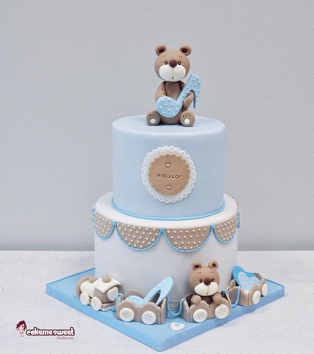 Baby Boy Christening cake - Decorated Cake by Naike Lanza - CakesDecor