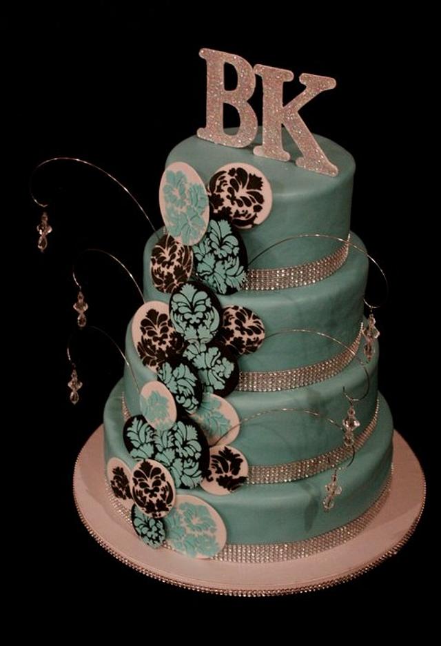 4 tier Damask Birthday cake Cake by Jewell Coleman