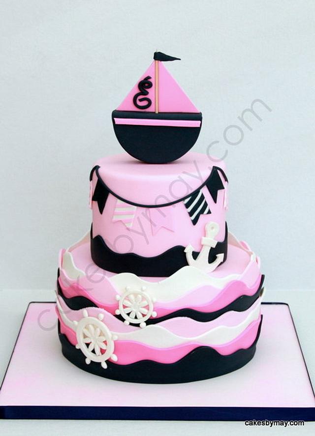 Girly Nautical Theme Cake - Decorated Cake by Cakes by - CakesDecor