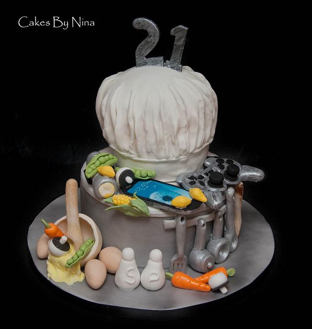 Chef and Gadgets cake by Cakes by Nina Camberley CakesDecor