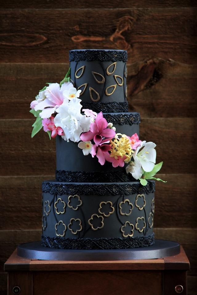 Black wedding cake Cake by beth CakesDecor
