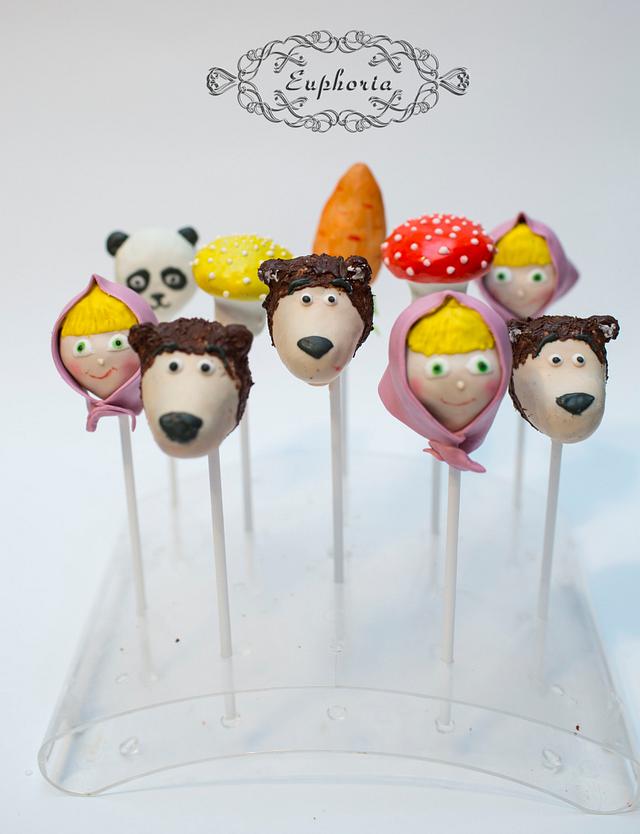 Masha and the Bear cake pops - Decorated Cake by Olya - CakesDecor