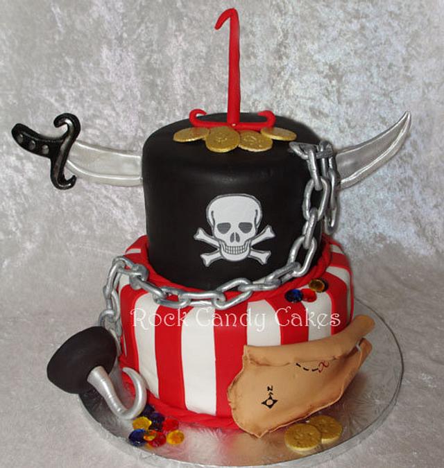 Pirate's 1st Birthday - Decorated Cake by Rock Candy - CakesDecor