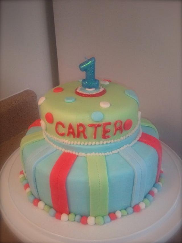 Boy's 1st Birthday cake - Cake by Mimi's Sweet Shoppe - CakesDecor