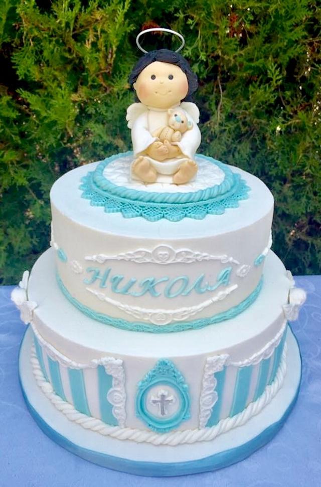 Cristening Baby Boy Cake - Decorated Cake By Desi - Cakesdecor