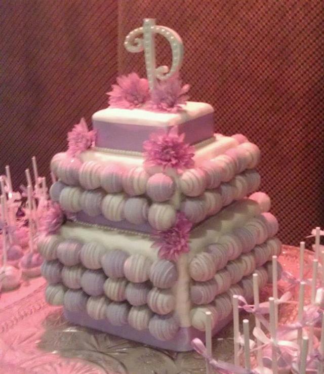 Purple and White Cake Bite Cake