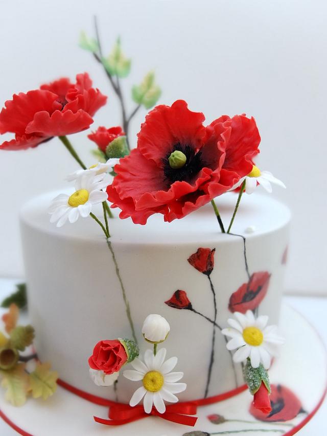 Cake With Painted Poppies Cake By Sweet Architect Cakesdecor