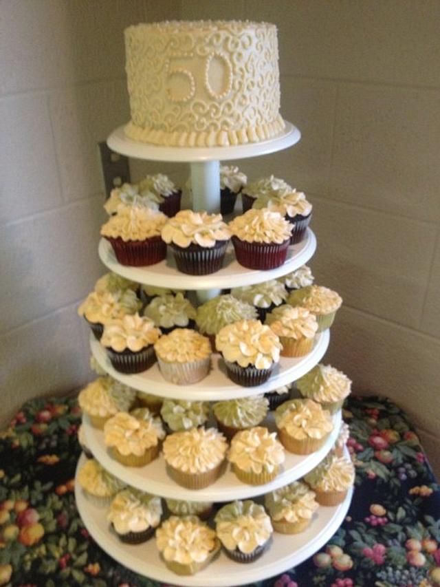 50th Anniversary Cupcake Tower - Decorated Cake By - Cakesdecor