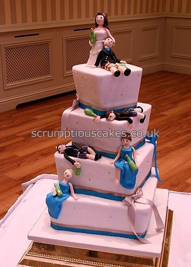 Drunken Bridal Party Wedding Cake Decorated Cake by CakesDecor