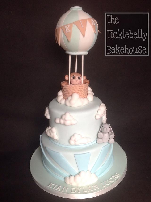 Hot air balloon christening cake - Decorated Cake by - CakesDecor