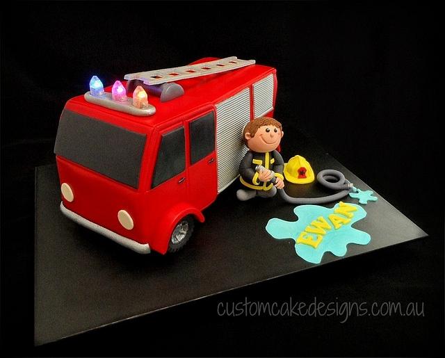 Fire Engine Boys Cake - Decorated Cake by Custom Cake - CakesDecor