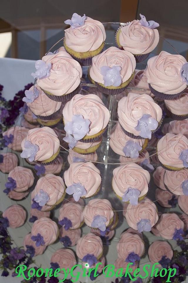 Ombre Lavendar Wedding Cupcake Tower