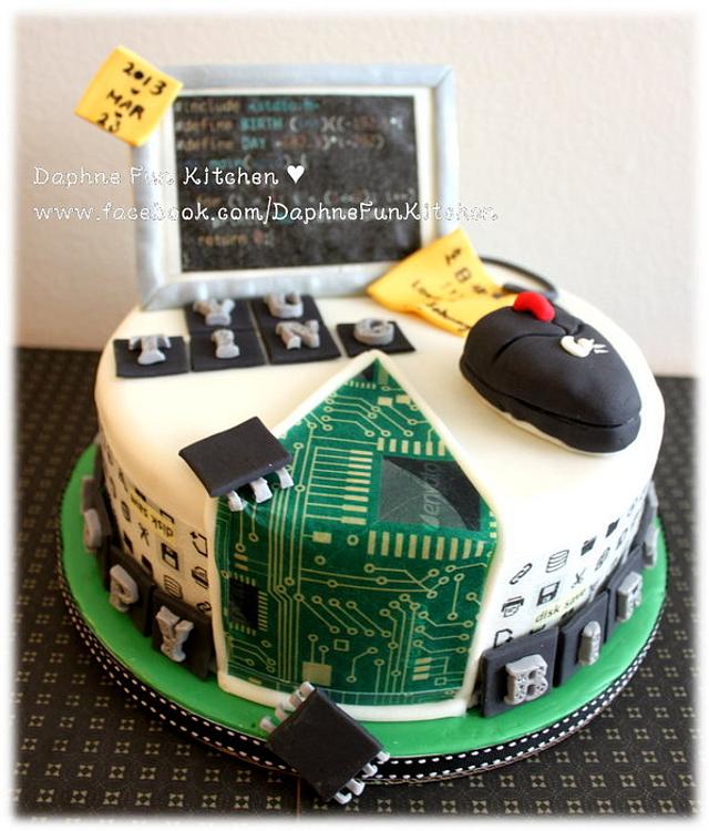 Coding theme cake for software programmers birthday - - CakesDecor