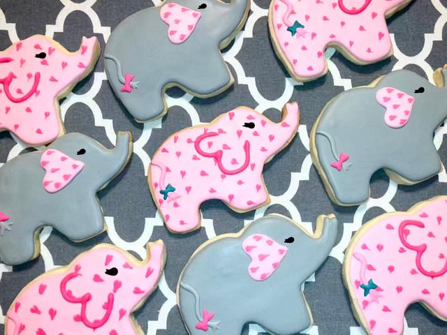 Pink Elephants - Decorated Cookie by Infinity Sweets - CakesDecor