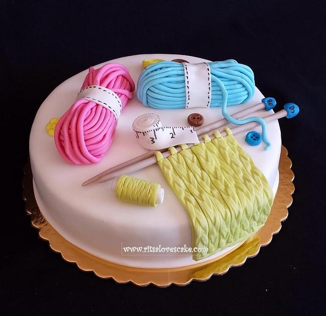 Knitting cake Decorated Cake by Ritsa Demetriadou CakesDecor