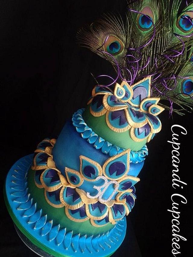 Peacock inspired cake - Decorated Cake by Cupcandi - CakesDecor