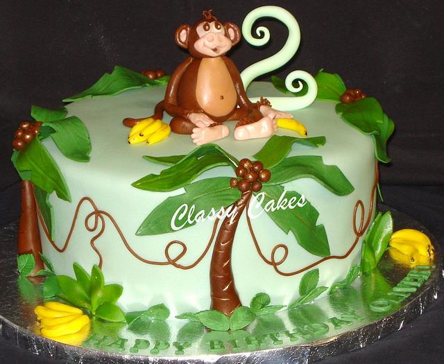 Monkey and Palm Trees Cake by Classy Cakes By Diane CakesDecor