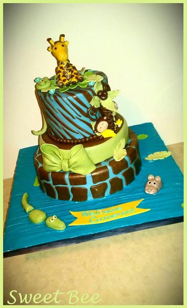 Jungle Baby Shower Cake by Tiffany Palmer CakesDecor