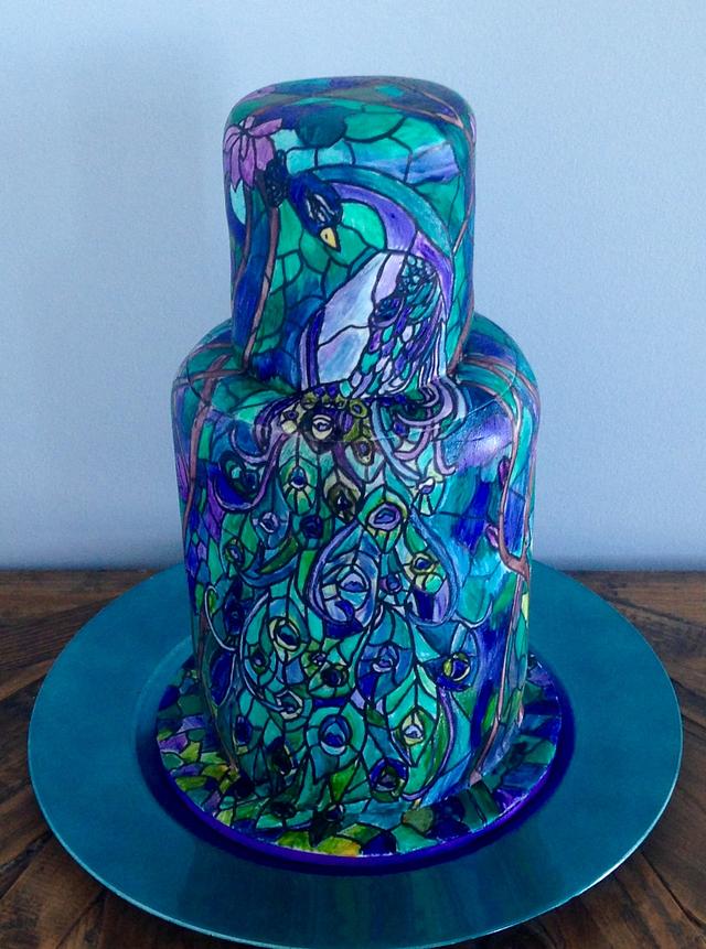 Stained glass peacock cake - Decorated Cake by Mimi's - CakesDecor