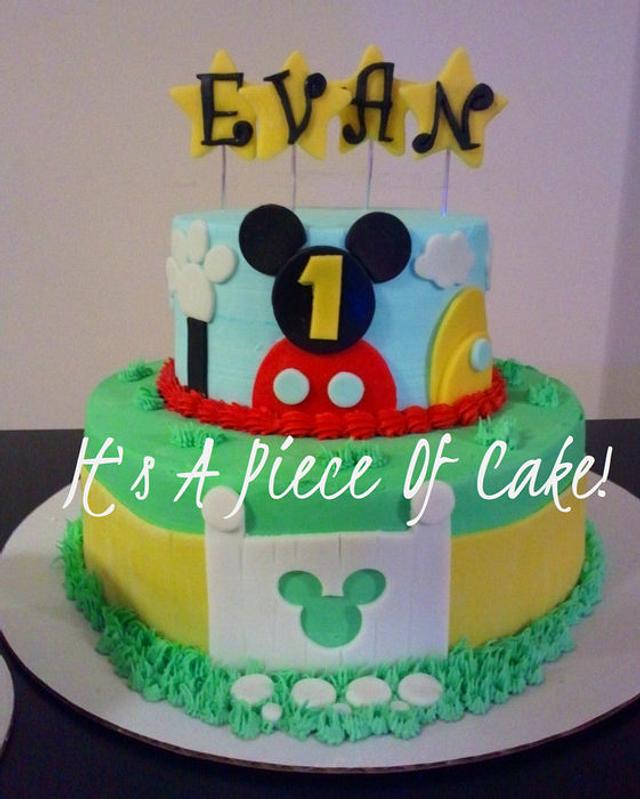 Mickey Mouse Cake and Smash Cake, Buttercream Icing - - CakesDecor